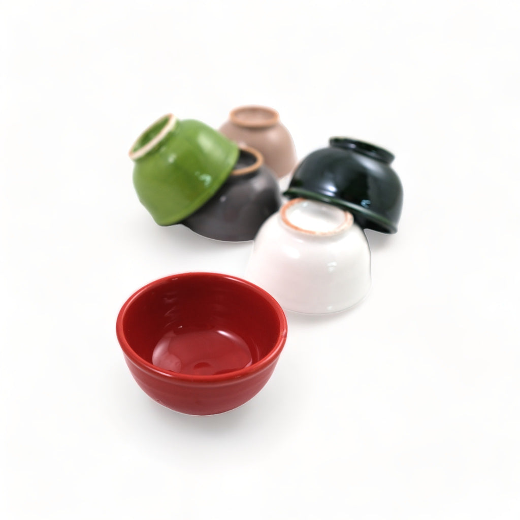 Small Colorful Glazed Bowls perfect for appetizers and snacks, available in six vibrant colors.