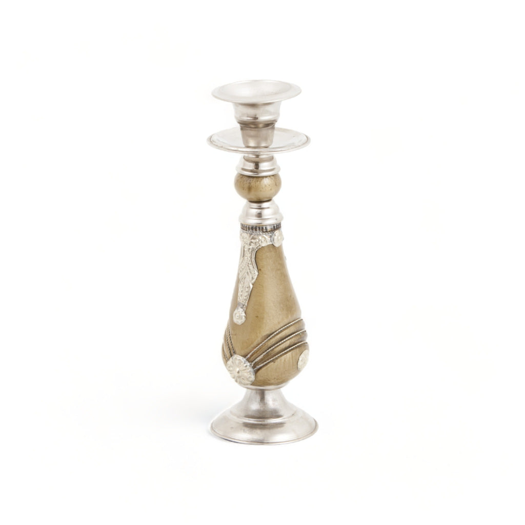 Moroccan-silver-candle-holder-with-beige-enamel