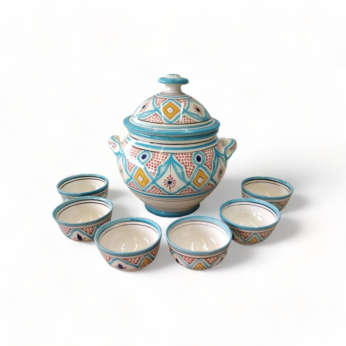Handmade Safi Blue Soup Tureen Set from Morocco tuyya