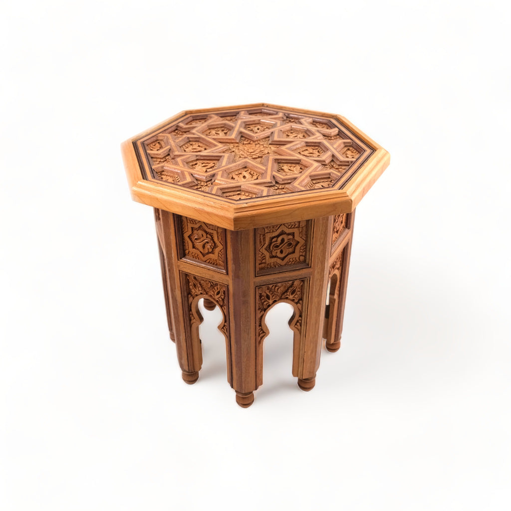 Octogonal Carved Side Table