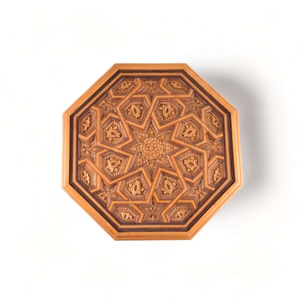 Octogonal Carved Side Table
