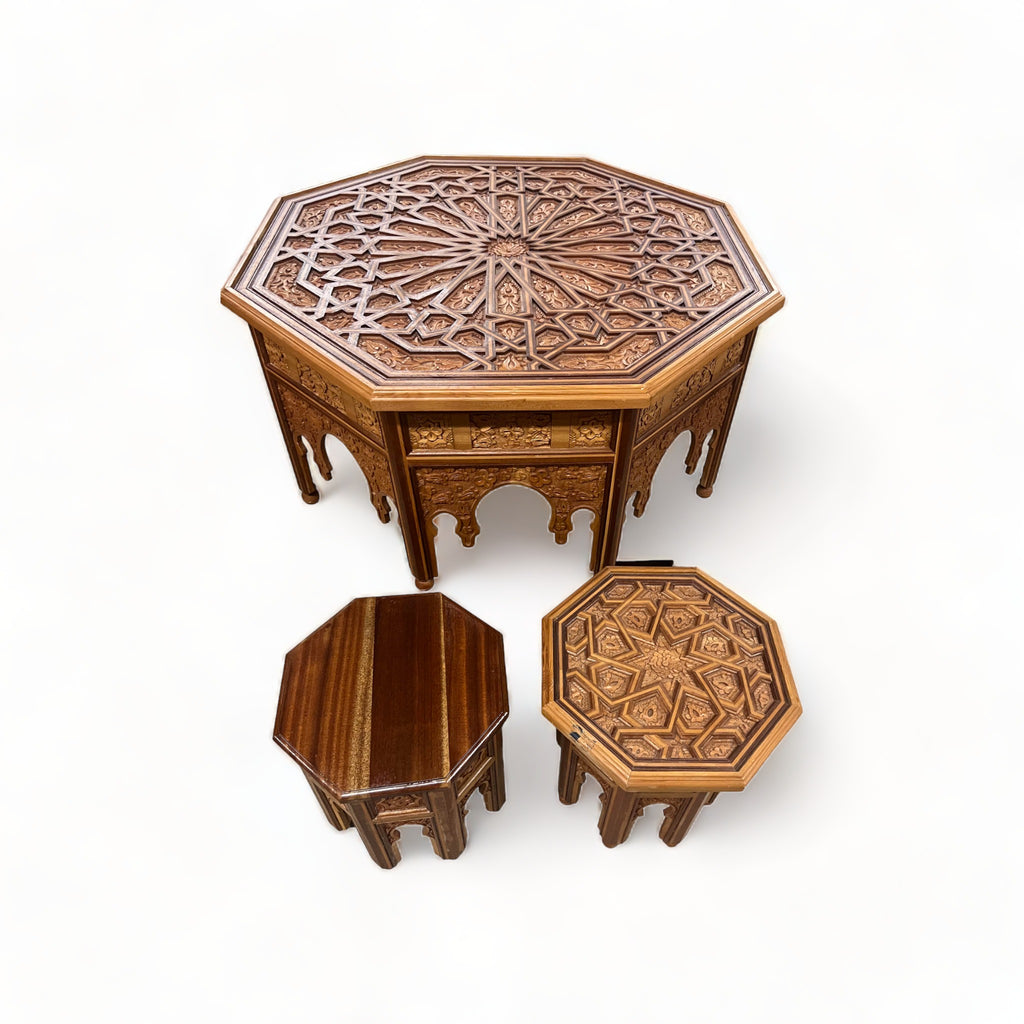 Octogonal Carved Side Table