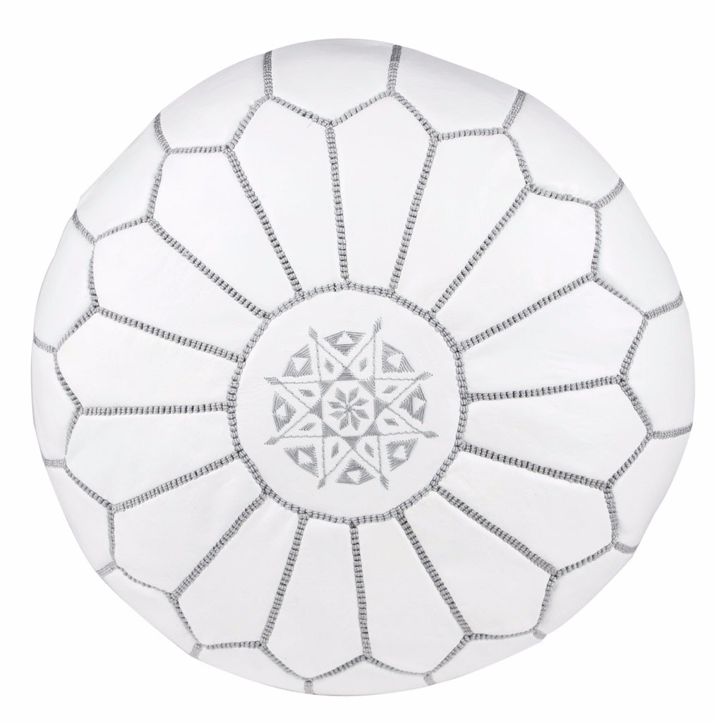 Pouf marocain en cuir brodé
