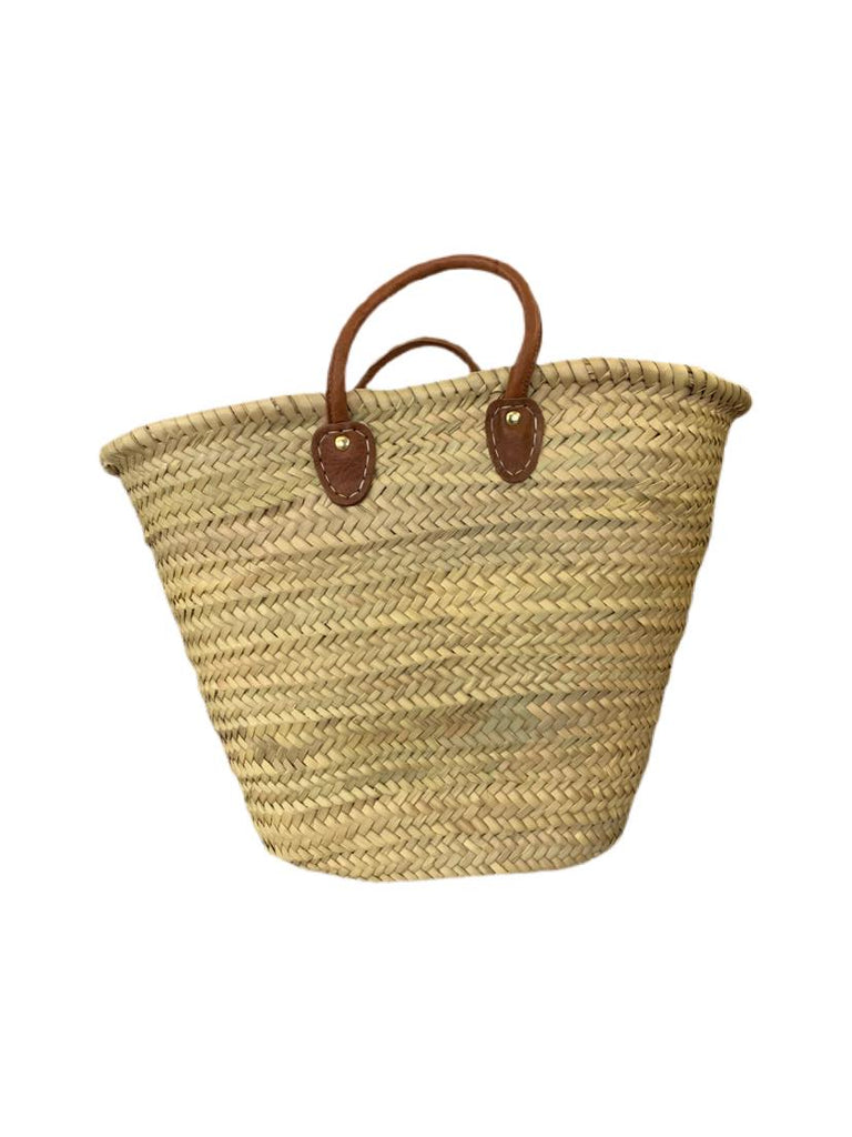 Panier marocain en osier avec poignées en cuir Bahia