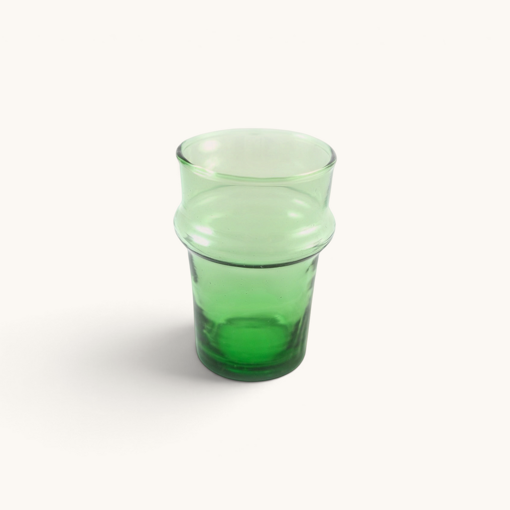 Handcrafted Authentic Moroccan Beldi Glass showcasing its unique design and eco-friendly material.