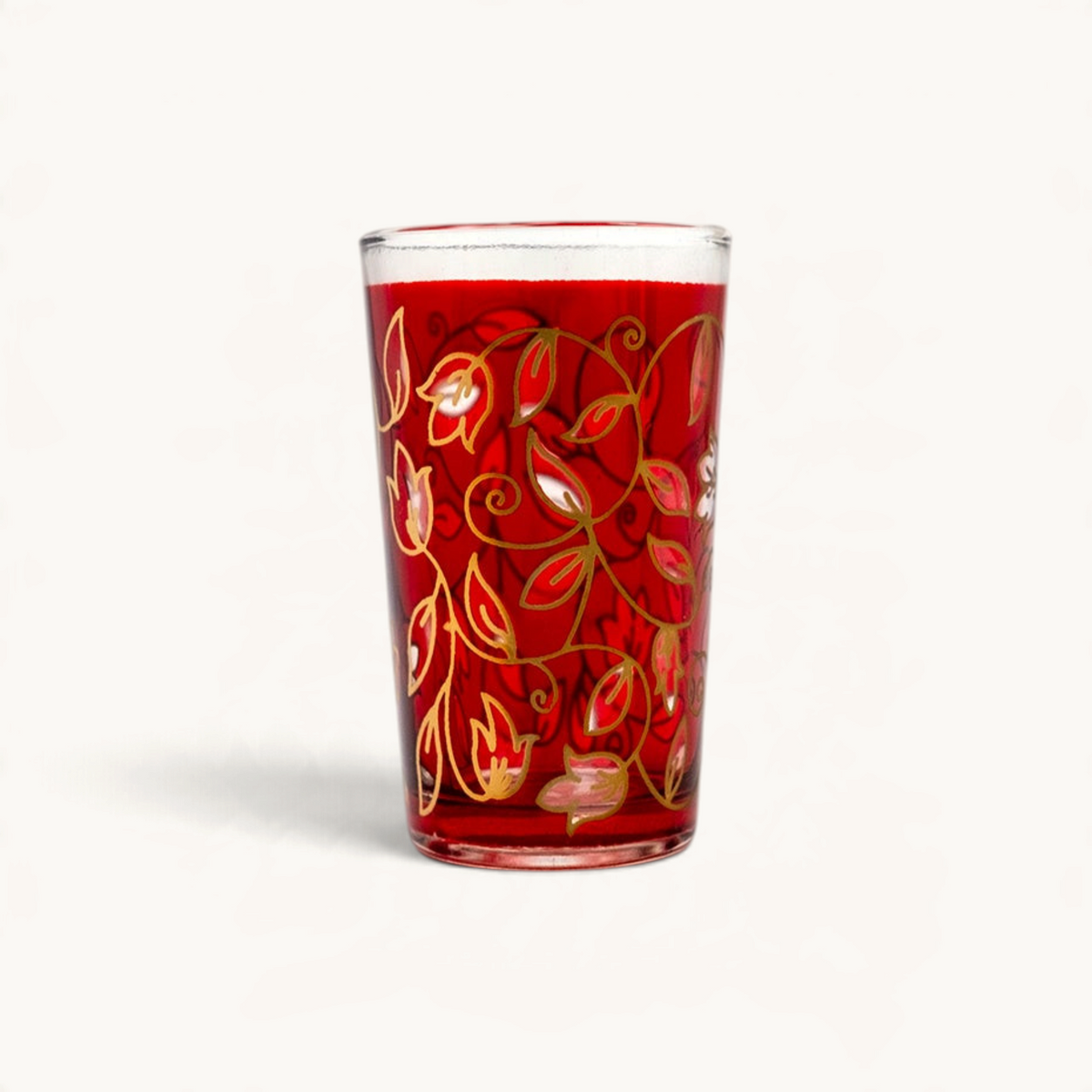 TUYYA Floral Moroccan tea glass with floral pattern, 4 oz