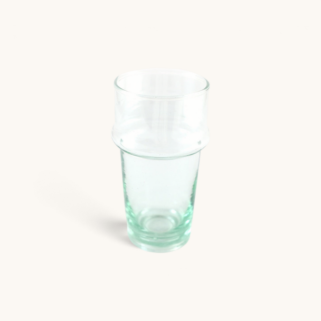 tuyya handblown Moroccan Beldi glass made from recycled clear glass with a traditional vintage design