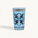 TUYYA Jazz Relief Moroccan tea glass with embossed silver pattern, 4 oz