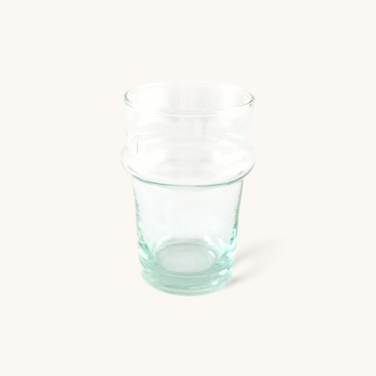 tuyya handblown Moroccan Beldi glass made from recycled clear glass with a traditional vintage design