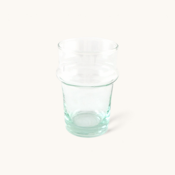 tuyya handblown Moroccan Beldi glass made from recycled clear glass with a traditional vintage design
