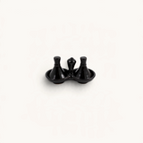 TUYYA handmade black ceramic mini tajine salt and pepper set with a glossy finish for elegant table serving.