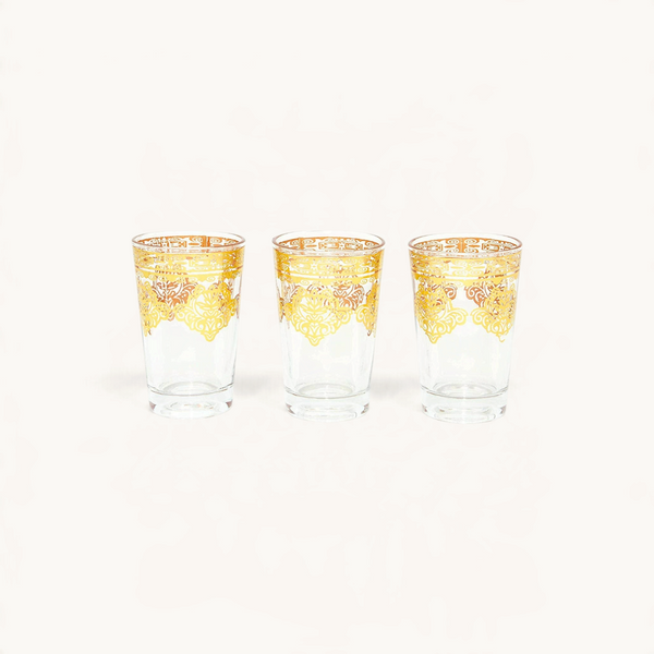 Golden Moroccan Tea Glasses – Set of 6, 5 oz
