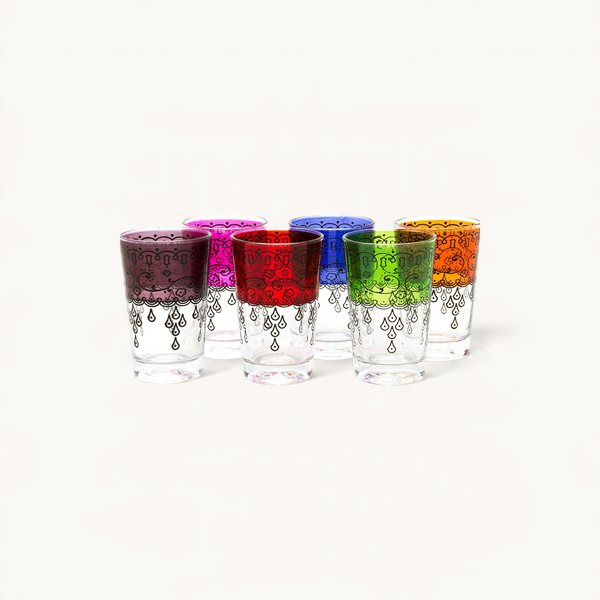 Colorful Moroccan Tea Glasses – Set of 6, 5 oz