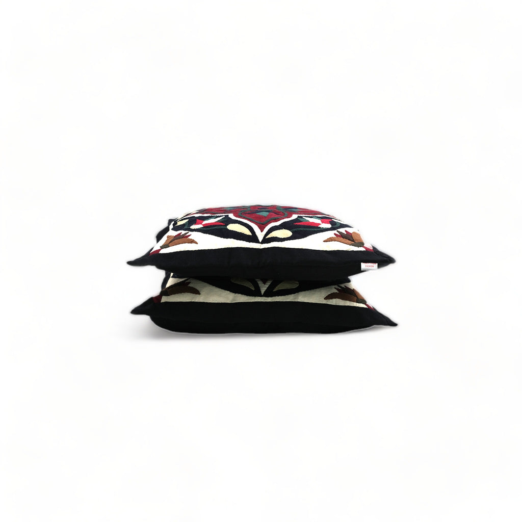 Paire de housses de coussin cousues à la main / Patchwork cousu à la main / Housse de coussin / Taie d'oreiller brodée colorée / Khayamiya égyptienne