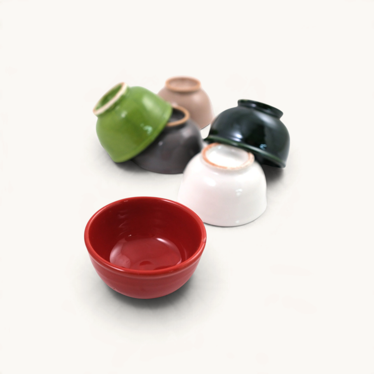 Small Colorful Glazed Bowls perfect for appetizers and snacks, available in six vibrant colors.