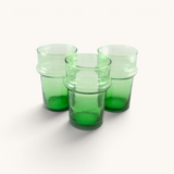 Elegant and sustainable Moroccan glassware, reflecting traditional handblown techniques.