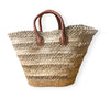 Maria Handwoven Moroccan Basket with Camel Leather Handles