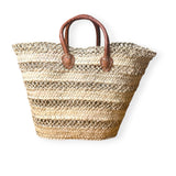 Handwoven Basket with Camel Leather Handles