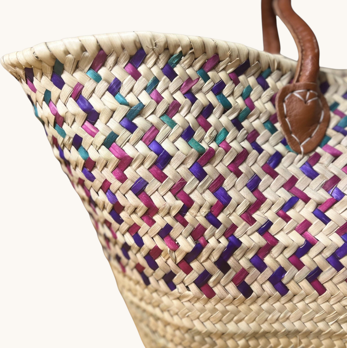 PANIER DE MARCHÉ BAHIA AVEC ANSES EN CUIR