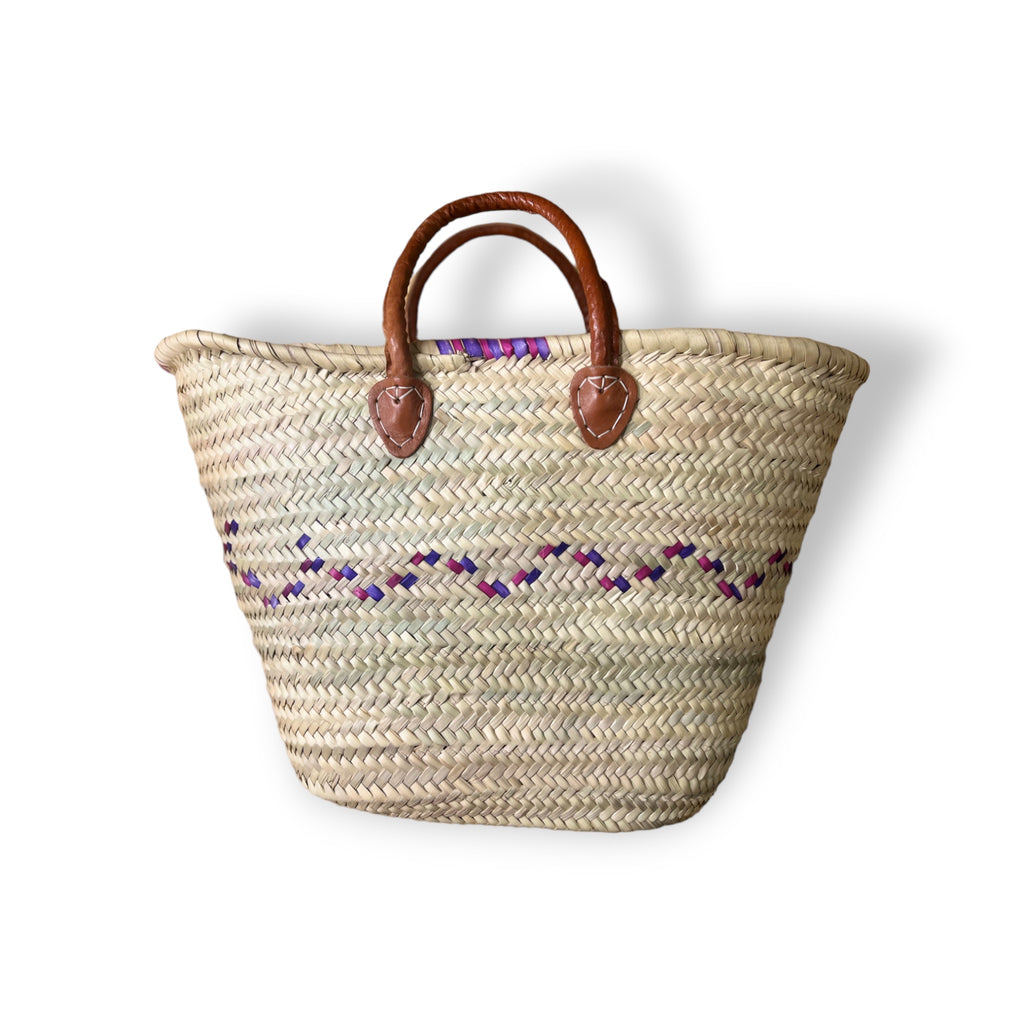 Heydi - Moroccan Wicker Basket with Wavy Geometric Patterns