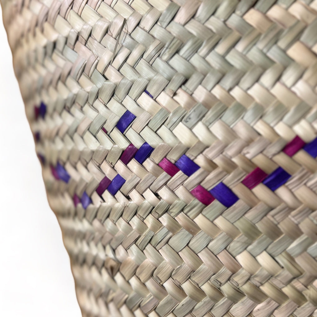 Heydi - Moroccan Wicker Basket with Wavy Geometric Patterns