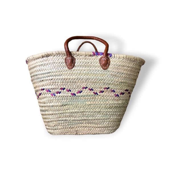 Heydi - Moroccan Wicker Basket with Wavy Geometric Patterns