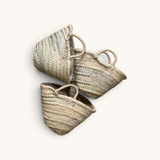 TUYYA Lilou small Moroccan wicker baskets handwoven with natural straw and simple handles for storage or decor