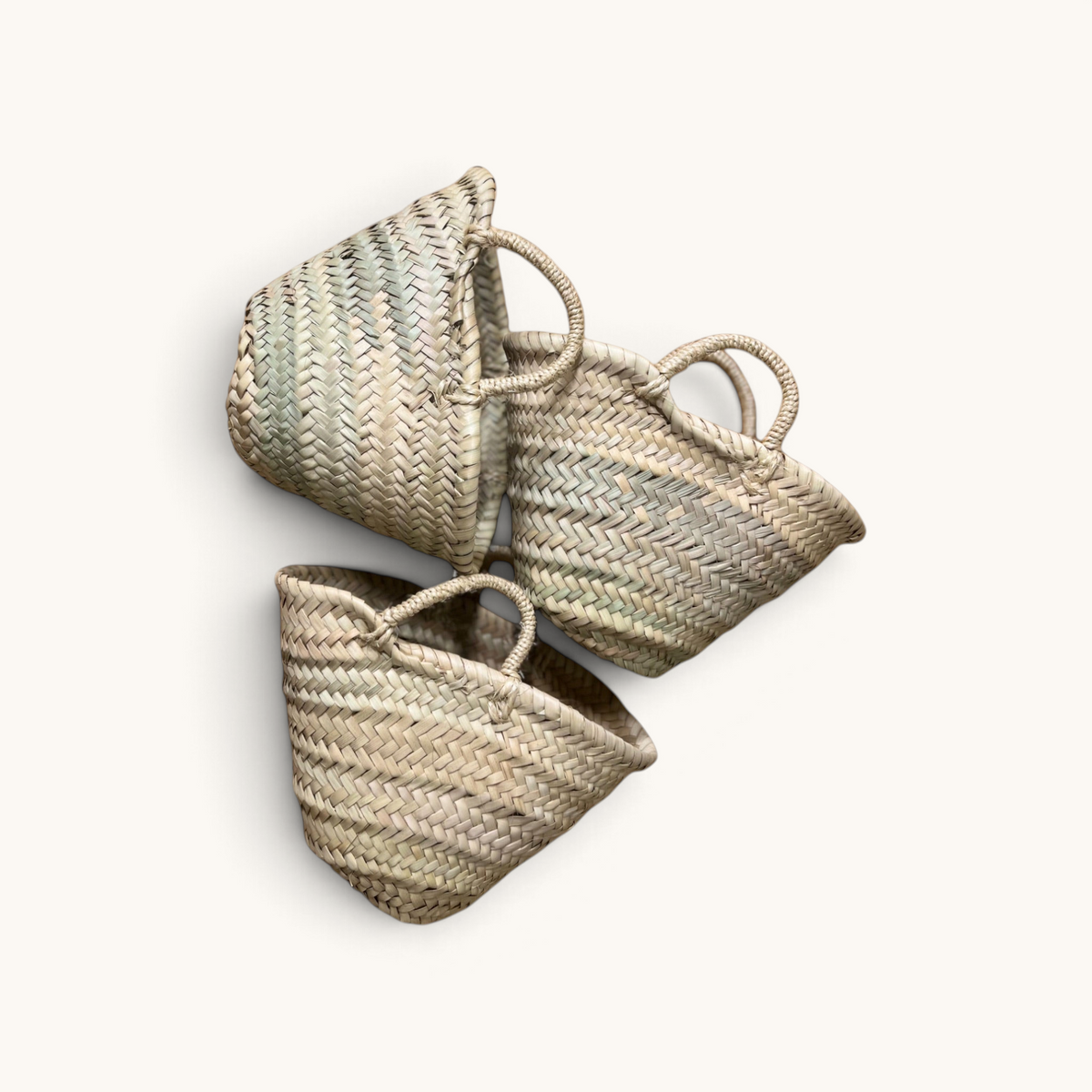 TUYYA Lilou small Moroccan wicker baskets handwoven with natural straw and simple handles for storage or decor