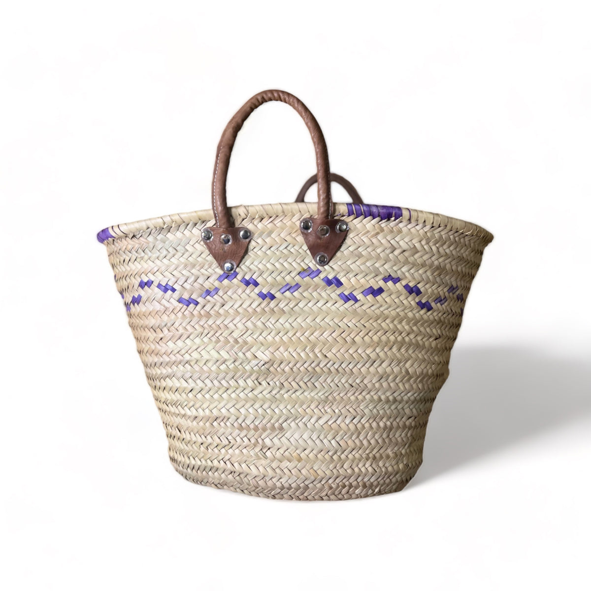 Mimmi - Moroccan Wicker Basket with Colored Patterns