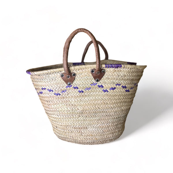 Mimmi - Moroccan Wicker Basket with Colored Patterns