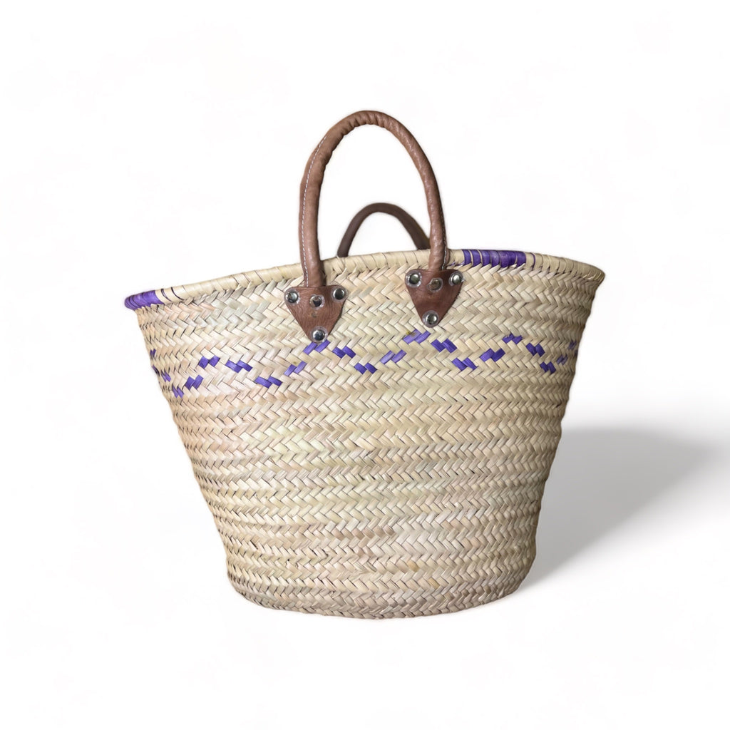 Mimmi - Moroccan Wicker Basket with Colored Patterns