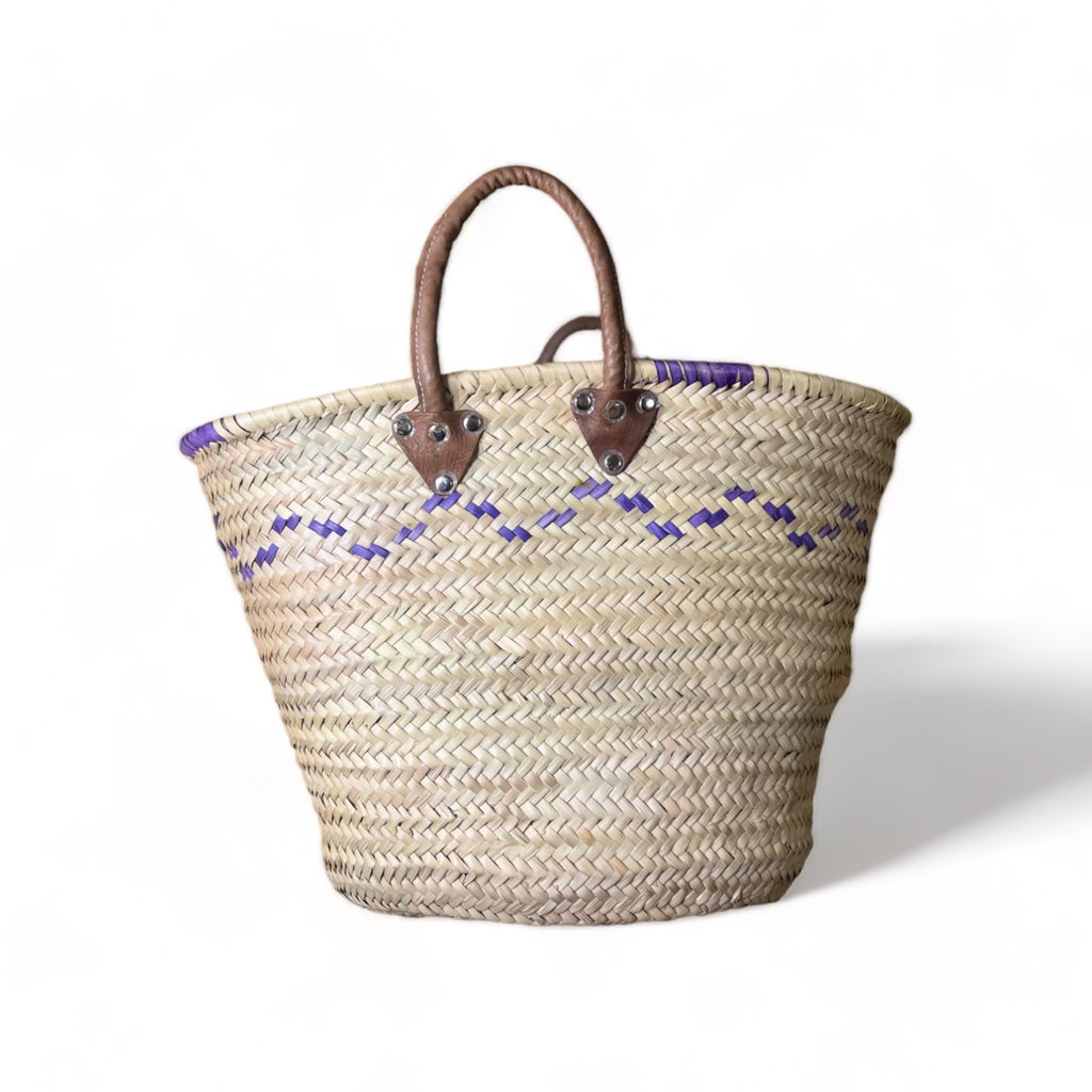 Mimmi - Moroccan Wicker Basket with Colored Patterns