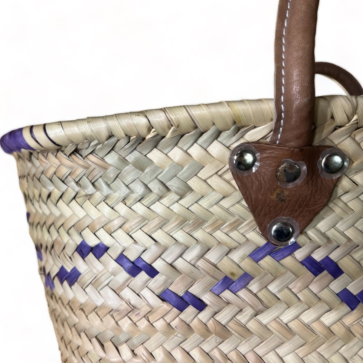 Mimmi - Moroccan Wicker Basket with Colored Patterns