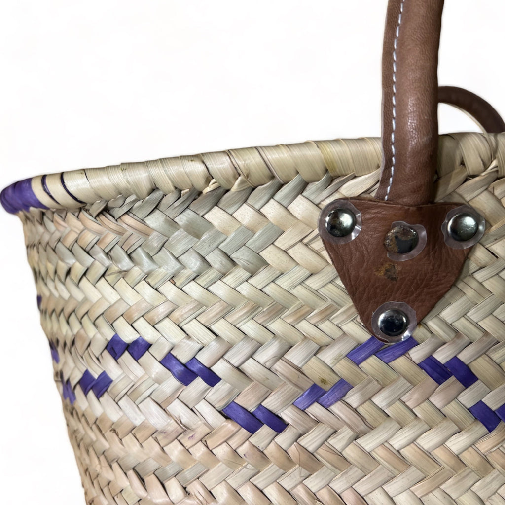 Mimmi - Moroccan Wicker Basket with Colored Patterns