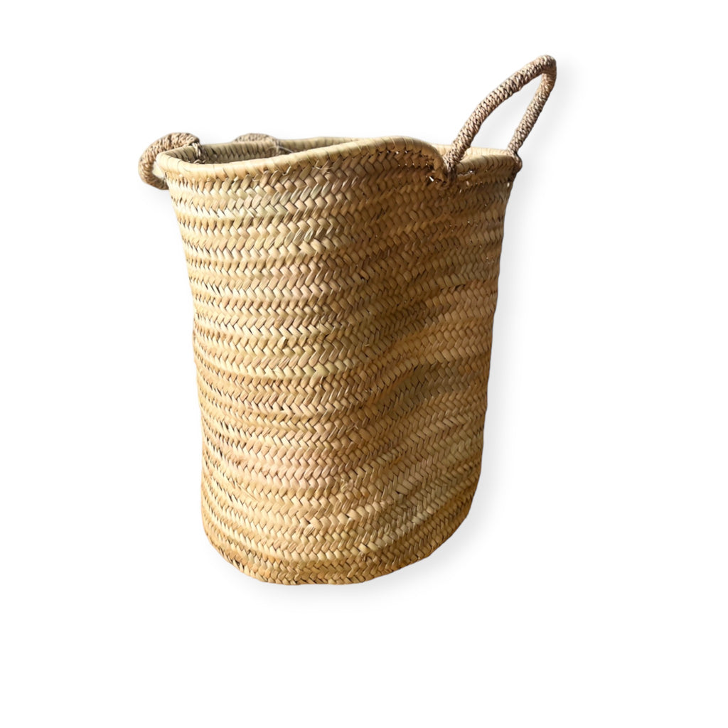 Lina - Large Cylindrical Moroccan Wicker Basket