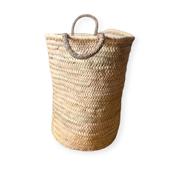Lina - Large Cylindrical Moroccan Wicker Basket