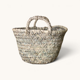 tuyya Soussou petite handcrafted Moroccan wicker basket with woven handles for home decor or gift giving