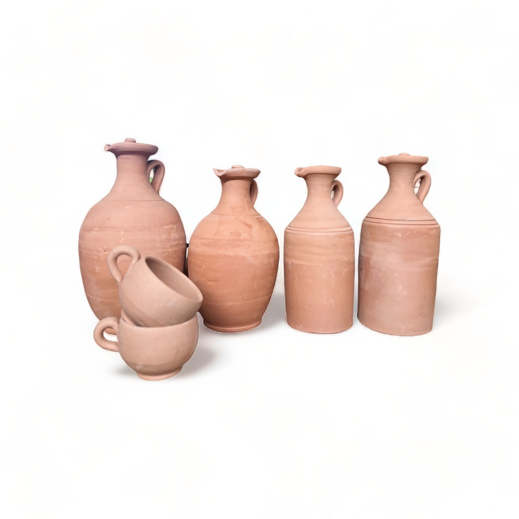Traditional Moroccan Terracotta Water Jar - Authentic Earthenware Pichet