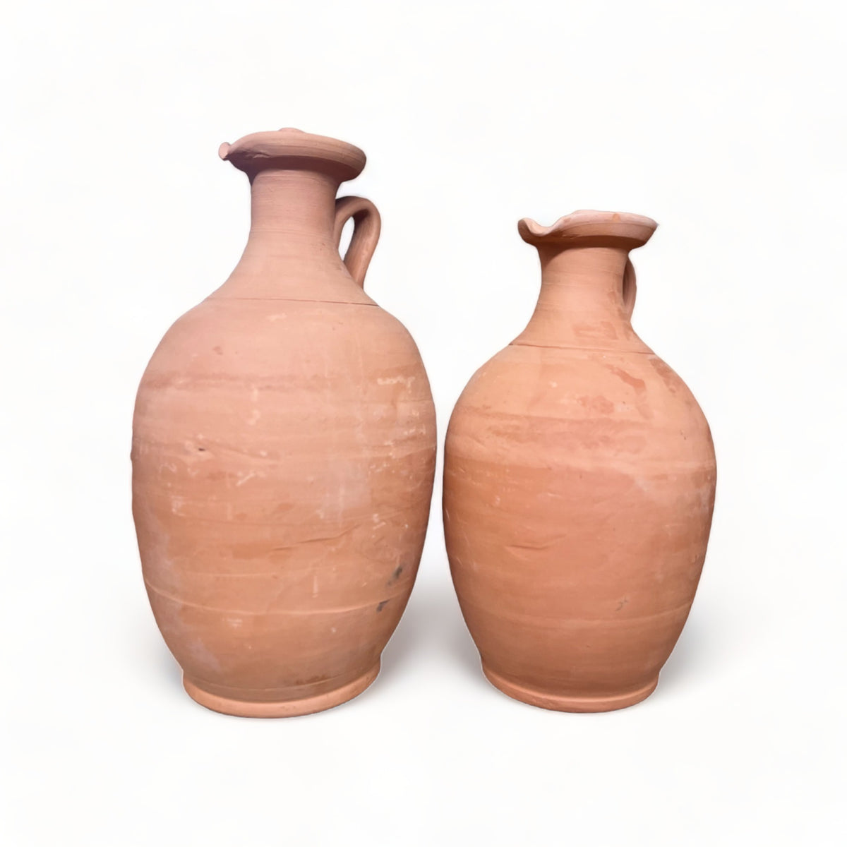 Berrada Moroccan terracotta water jar, traditional rounded pichet shape, medium and large sizes