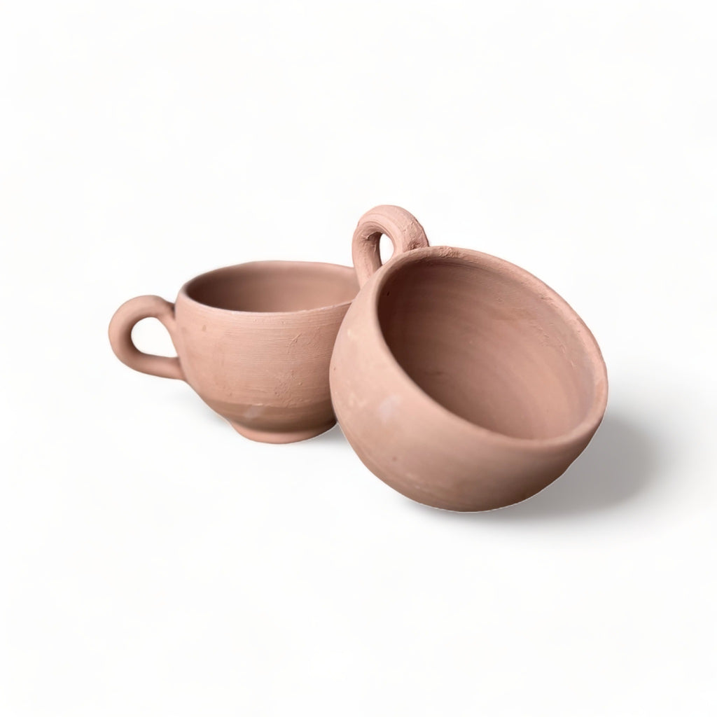 Ensemble Pichet & 4 Gobelets En Argile Émaillée 1L + 175ml - Vaisselle Médiévale Viking Rustique Marron