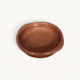 TUYYA handcrafted glazed clay tapas pan with a glossy brown finish for authentic Moroccan cooking and serving.