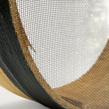 Close-up of a TUYYA handcrafted Moroccan wooden sieve showing the fine metal mesh and natural wood frame texture.