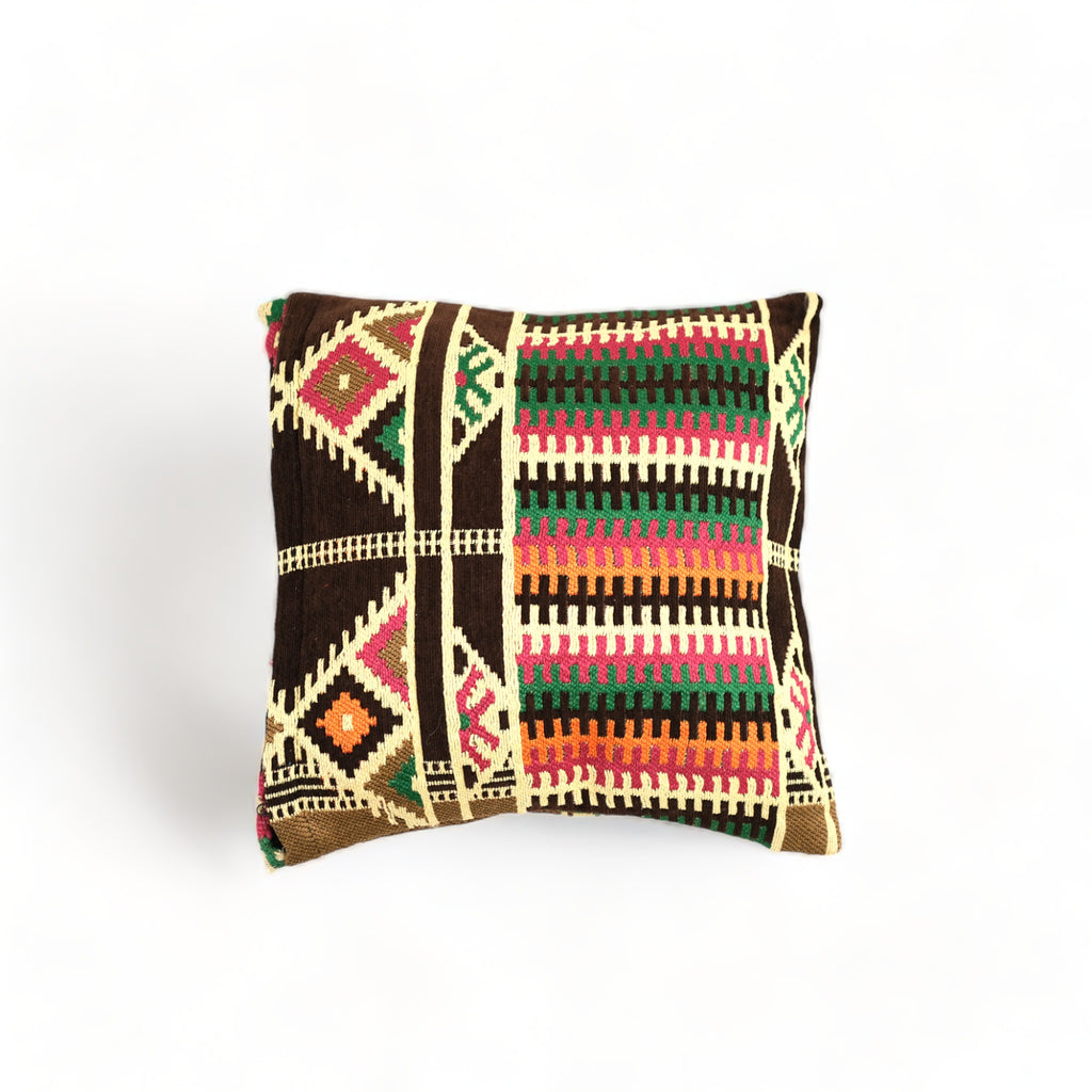 Moroccan-tribal-throw-pillow-brown-red-green-orange-handmade-moroccan-home-decor-pillow-cover-traditional-berber-patterned-cushion
