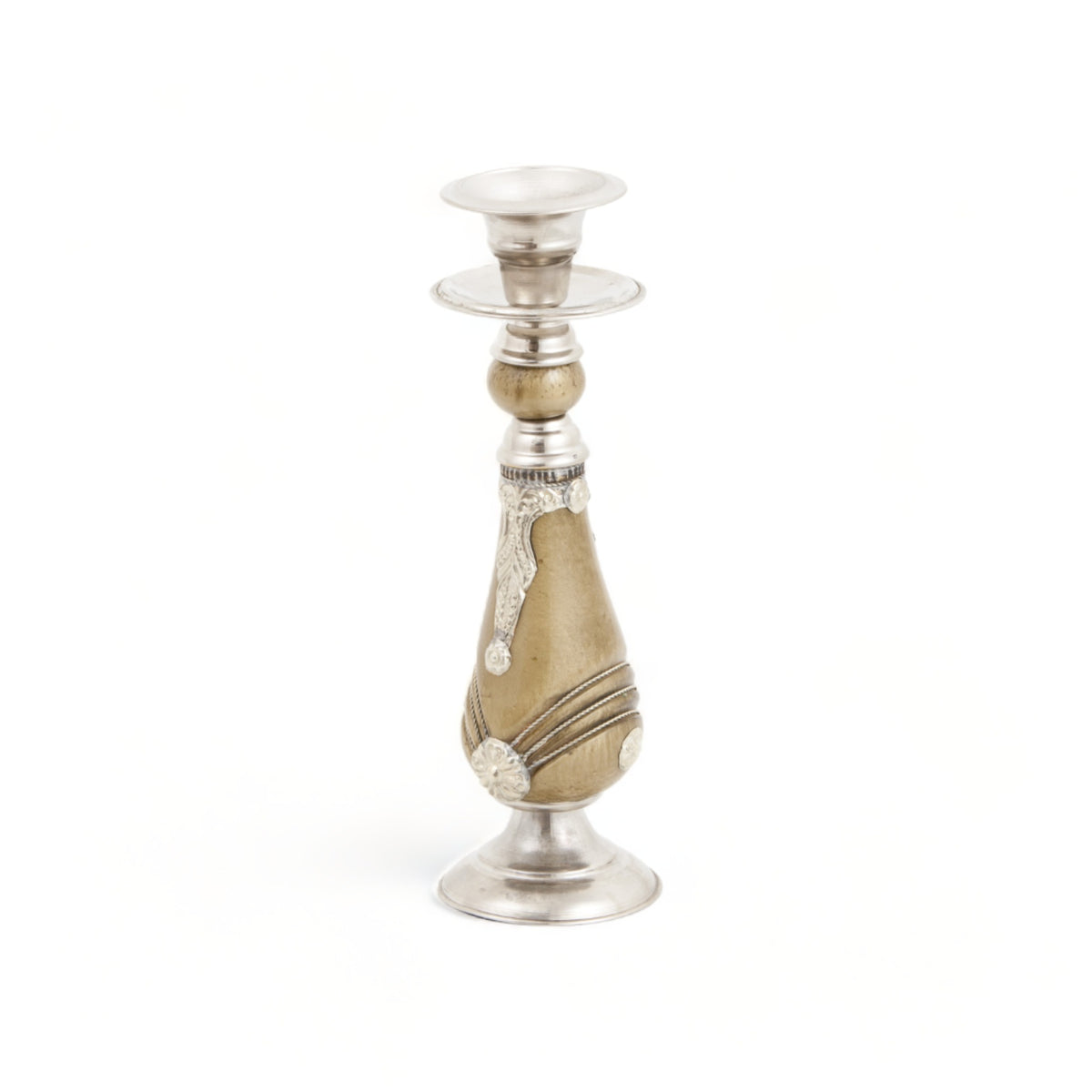 Moroccan-silver-candle-holder-with-beige-enamel