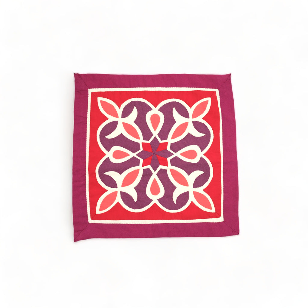 Cushion Cover - Red, Orange & Black Embroidery