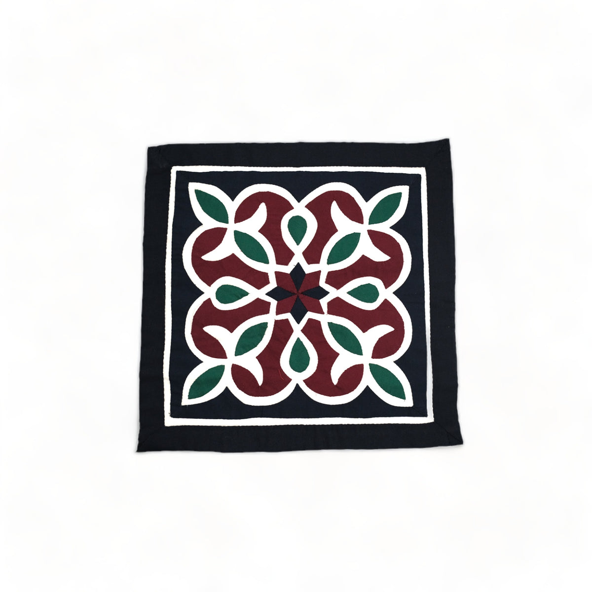 Cushion Cover – Red, Green & Beige Embroidery