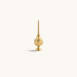 tuyya handcrafted yellow copper Moroccan rose water sprinkler bottle with intricate hand-embossed floral patterns