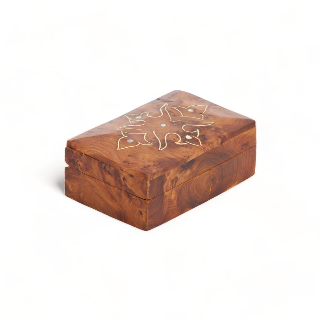 Rectangular Thuya Woodbox with Floral Inlaid Marquetry from TUYYA