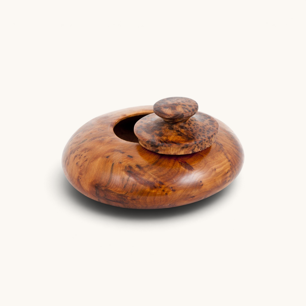 Handcrafted Sphere-Shaped Thuya Woodbox - An authentic piece from TUYYA's Moroccan Thuya Collection that adds an element of cultural elegance to any space.