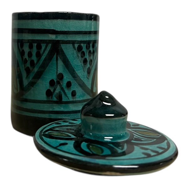 traditional-terracotta-moroccan-spice-container-dark-green-arabic-design